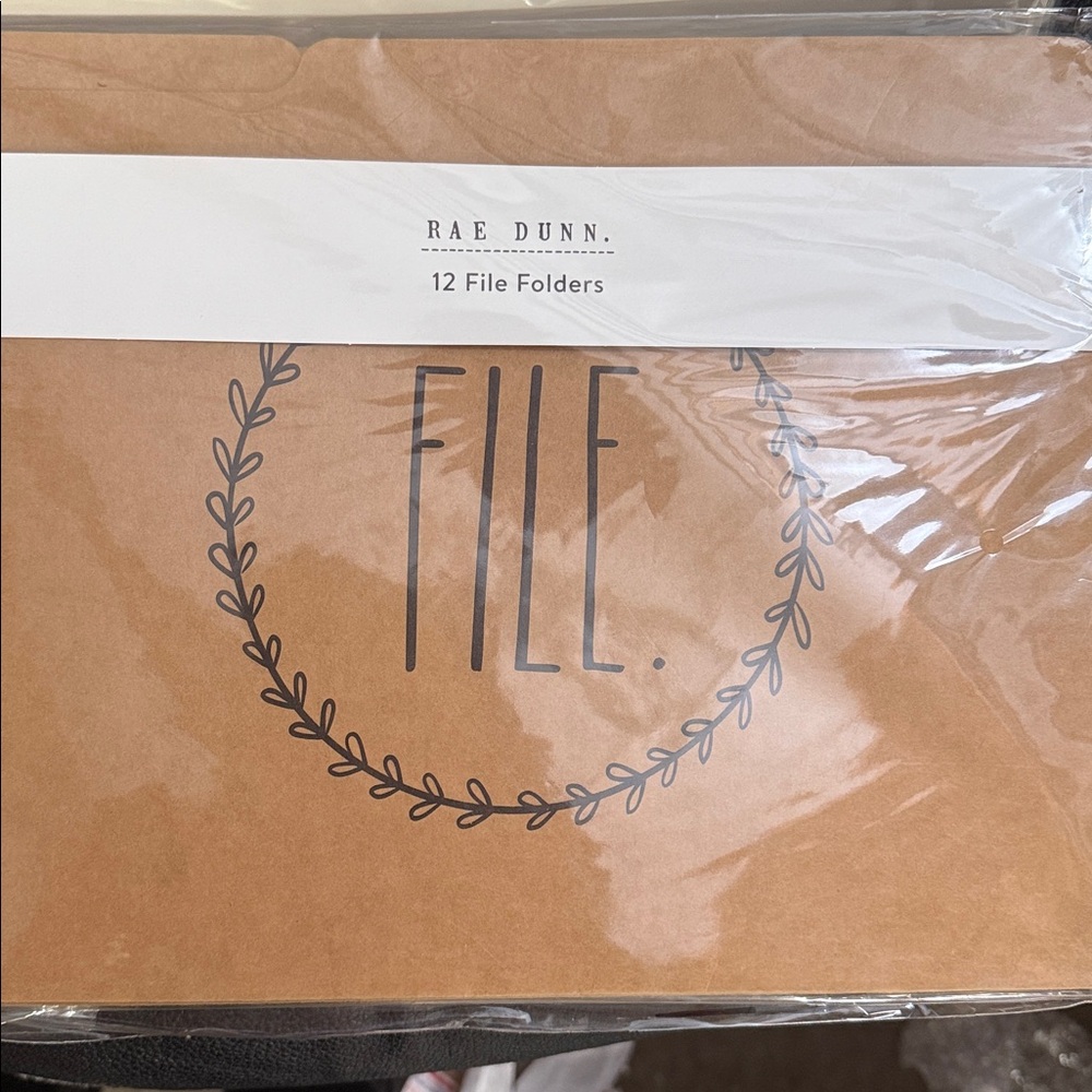 Sealed - NWT Rae Dunn 12  Tan file folders ORGANIZE SAVE FILE